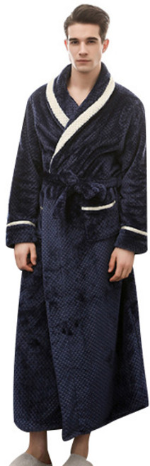 미미스 호텔 로브 넥라인 극세사 샤워가운 XXXL, 네이비, 1개