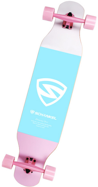 쉥켈 스위스비기뉴 캐나다메이플 대나무 스케이트 롱보드 댄싱걸 + T공구 + 가방 세트, PINK + SKY + WHITE, 1개