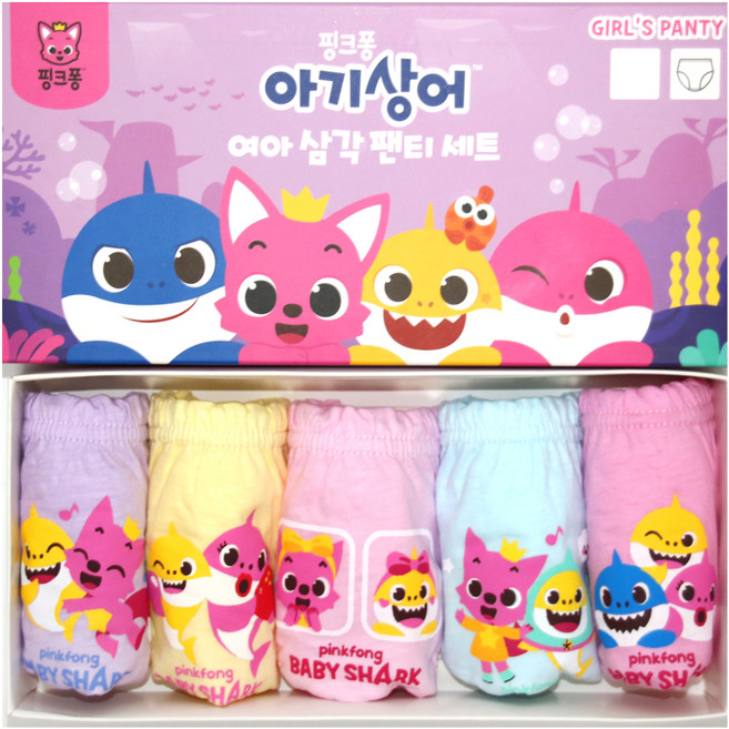 pinkfong 碰碰狐 女童用 鯊魚寶寶 三角內褲 5件組