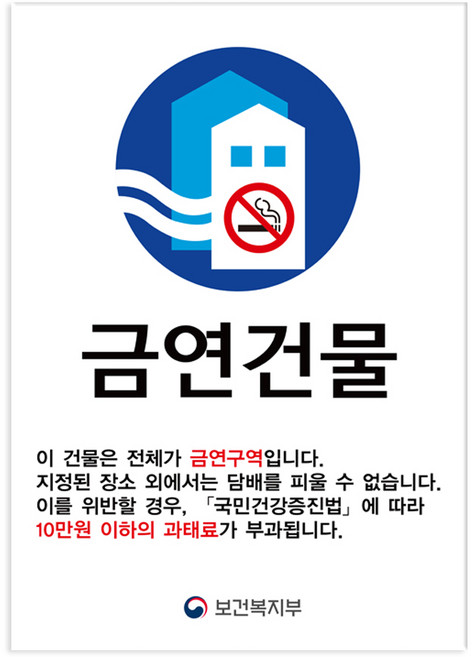 포맥스 표지판 99781 A4, 금연건물, 1개