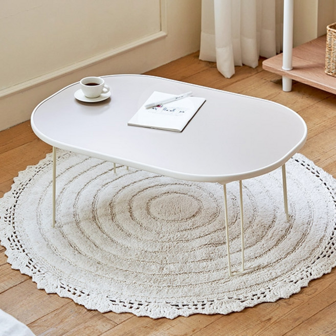 룸앤홈 모노 라운드 접이식 테이블, 화이트