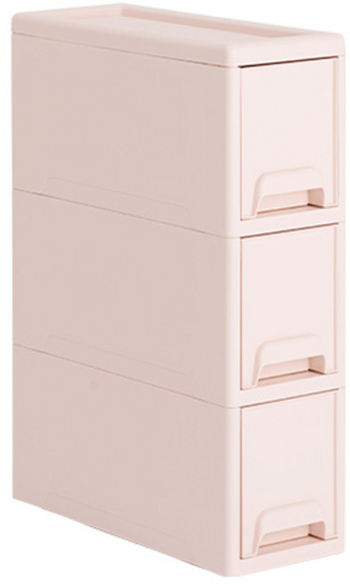 하우스레시피 소프트 이동식 서랍장 슬림 3단, 핑크