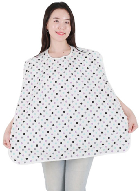 클린유니폼 방수 성인용 턱받이 목걸이형, 평범한 도트, 1개