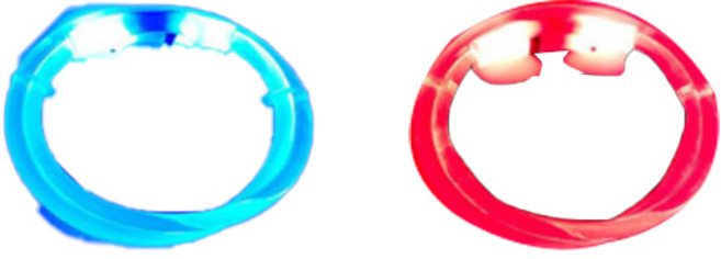 모즈펫 강아지 충전식 LED 야광 목걸이 2종세트, 레드, 블루, 1개