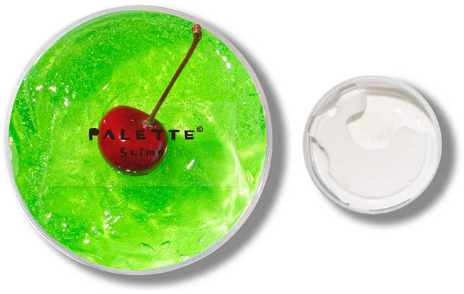 팔레트슬라임 메론소다 물젤리 버터 크림 슬라임 220ml + 체리 파츠, 그린 + 화이트, 1세트