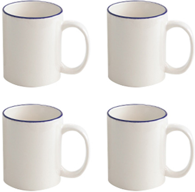 시라쿠스 뉴욕 라인 일자 머그 300ml, 블루, 4개