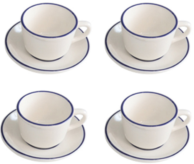 시라쿠스 뉴욕 라인 레귤러 커피잔 200ml, 블루, 4개