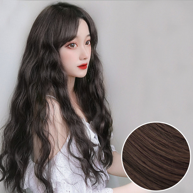 하이유니 S컬 히피 펌 붙임머리 헤어피스 11 x 60 cm 3p, 다크브라운, 1개