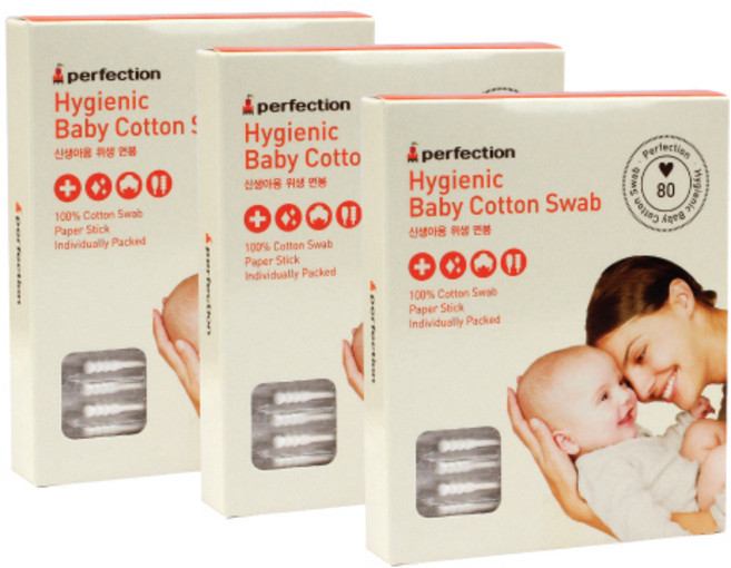 퍼펙션 유아용 낱개 위생면봉, 80개입, 3개