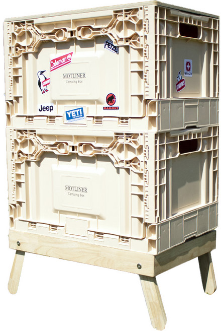 모트라이너 양문오픈도어 폴딩박스 2p + 자작나무상판, 크림아이보리(폴딩박스), 화이트오크(상판), 1세트