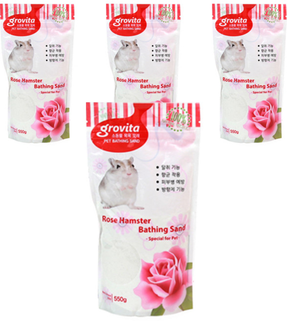 그로비타 소동물 목욕모래 장미향, 550g, 4개