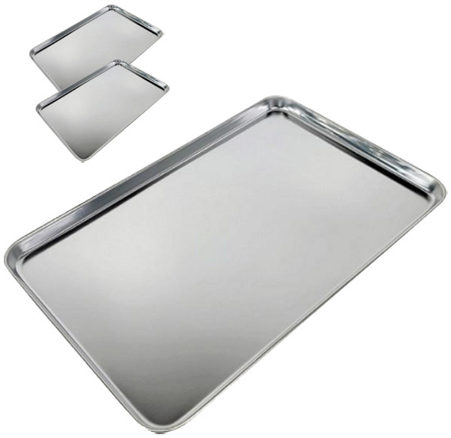 영그린 직사각 스텐 쟁반 트레이 3p, 실버, 1세트