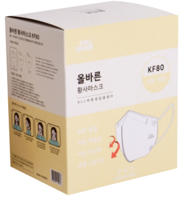 ALLBARUN 황사마스크 소형 KF80, 30개입, 1개, 화이트
