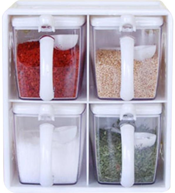 니드코 초이스 양념통 2단 4p 세트 아이보리, 1세트, 양념통 4p