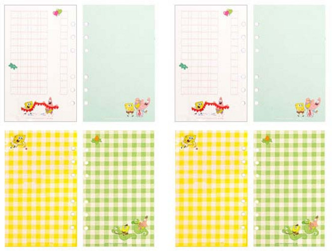 스폰지밥 아카이브 6공 리필속지 B 시 원고 일기 2p + 체크 패턴 2p, 16매