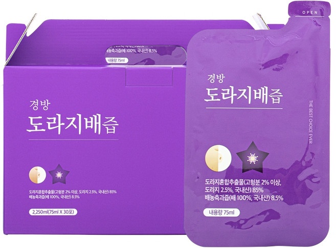 경방 도라지배즙, 30개, 75ml