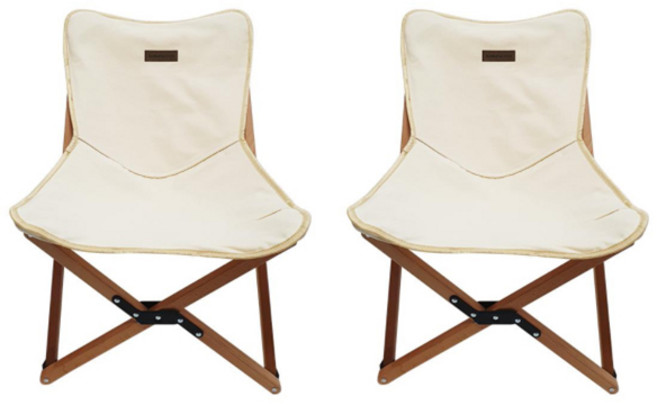 벅703 캠핑 원목 릴렉스체어 대, 아이보리, 2개