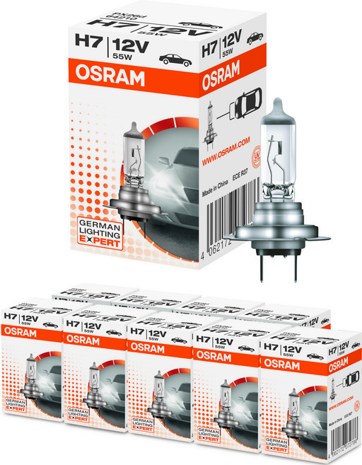 오스람 클래식 램프 할로겐 전조등, 10개, H7