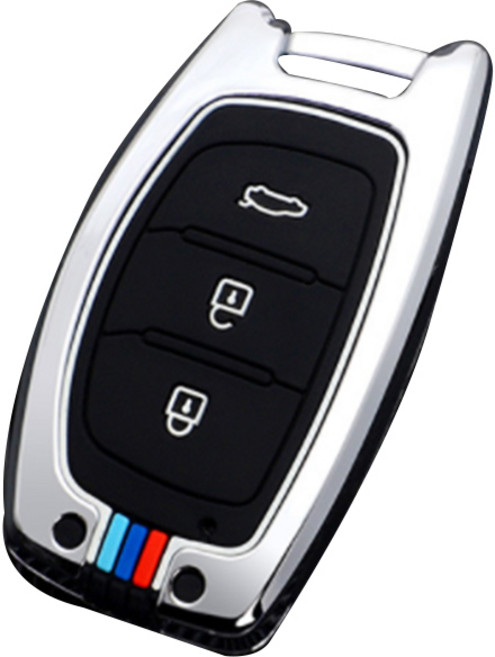 리젠스 현대 쉘+키체인 홀더 케이스, 은색A, RHK-01