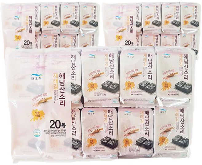 해우촌 해남산소리 도시락 재래김, 5g, 60개