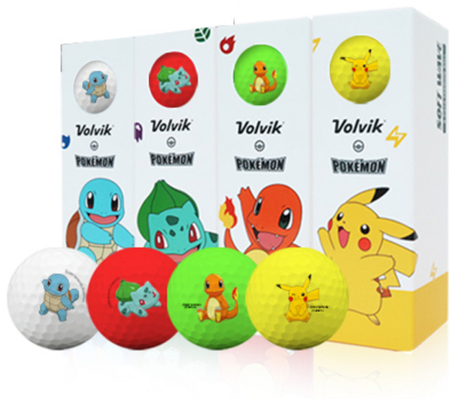 볼빅 포켓몬스터 비비드 소프트 웨이브 골프공 3피스 4종, 혼합색상, 12개입, 1개