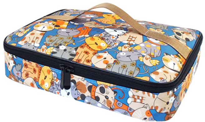 로로 직사각형 도시락 보냉가방, 블루
