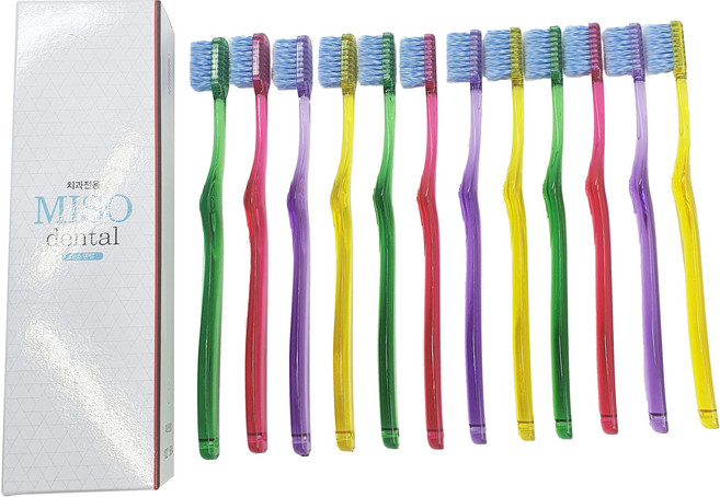 미소덴탈 단색 스파이럴모 칫솔 랜덤발송, 12개입, 1개