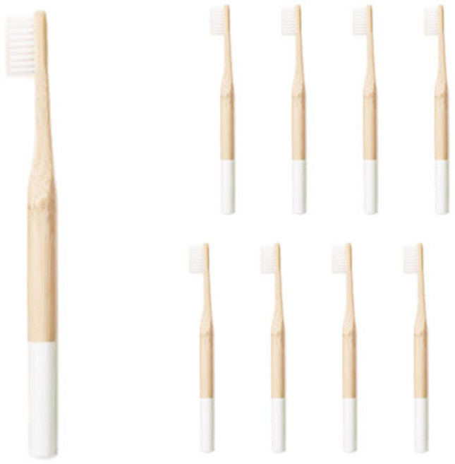 아리아즈 컬러 대나무 칫솔 흰색, 1개, 9개입