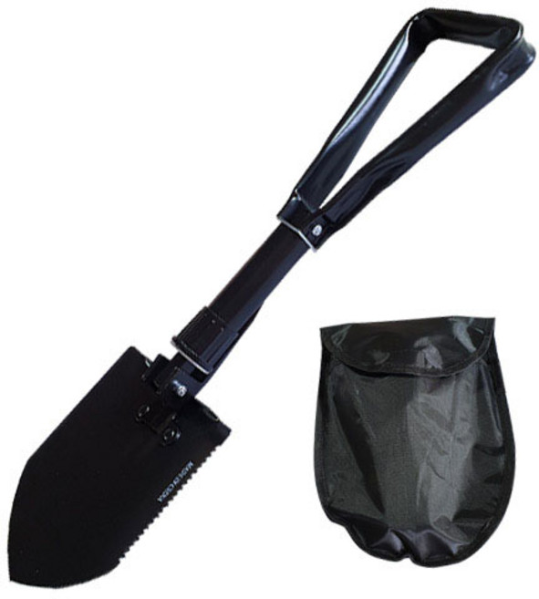 파피앙 캠핑 접이식 야전삽, 블랙, 1세트