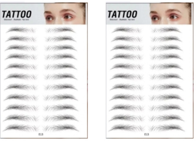 눈썹 타투 스티커, E13블랙, 2개