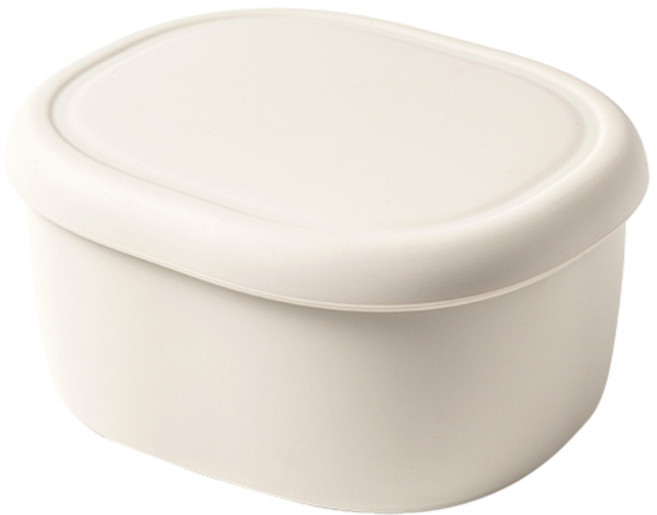 키친팩토리 파스텔 실리콘 라운드 밀폐용기 아이보리, 1개, 600ml