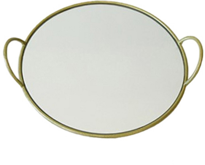 더줌커머스 황동 원형 손잡이 거울 트레이