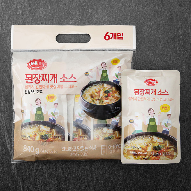 델링 된장찌개 소스, 140g, 6개