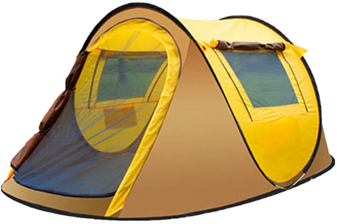 피티즘 캠핑 원터치 텐트 245 x 150 x 105 cm, 옐로우, 3~4인용