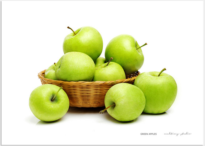 멜팅스튜디오 돈을 부르는 사과 그림 포스터 Green apples
