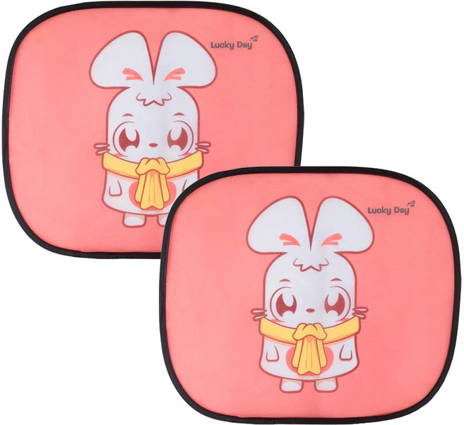 불스원 간편 접착 햇빛가리개, 핑크 토끼, 2개