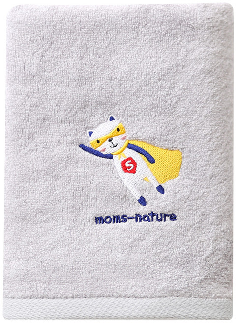 맘스네이처 밤부 캐릭터 유아타월 160g, Light Grey 히어로, 1개