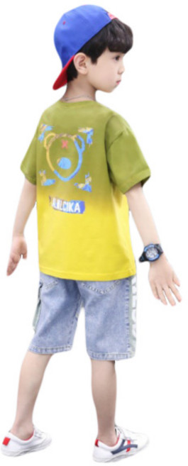 남아용 빽곰돌 그라데이션 청반바지세트