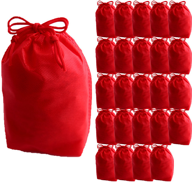 부직포 복주머니 더스트백 10 x 19 cm 25p, 레드, 1개