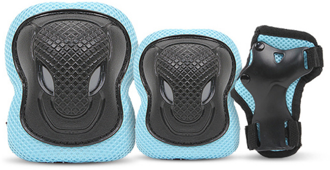 에어워크 아동용 무릎 + 팔꿈치 + 손목 보호대, 블루, 1세트
