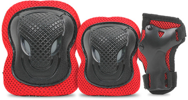 에어워크 아동용 무릎 + 팔꿈치 + 손목 보호대, 레드, 1개