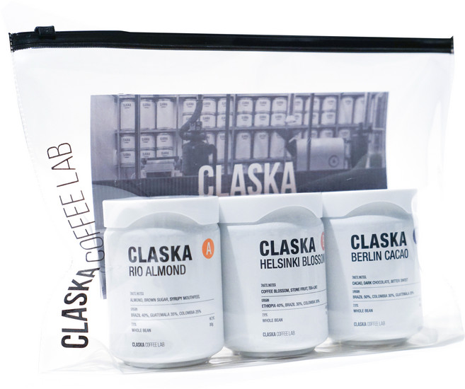 클라스카 버라이어티 원두 리우 아몬드 80g + 헬싱키 블러썸 80g + 베를린 카카오 80g + 파우치 세트, 홀빈(분쇄안함), 1세트, 1개