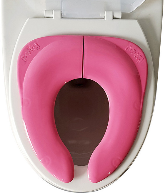 포띠즈 크린 휴대용 접이식 유아변기커버 + 지퍼백, 핑크