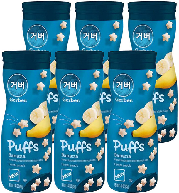 거버 퍼프 과자, 바나나, 42g, 6개