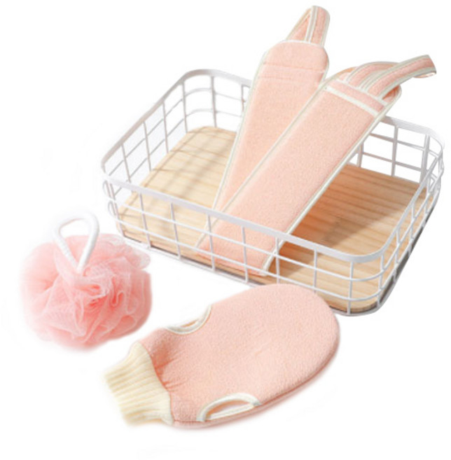 솔리드룸 리빙라이프 코튼 샤워타올 3종 세트, 핑크, 1세트