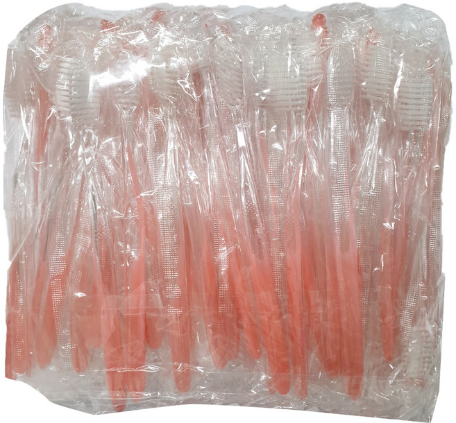 일회용 고급미세모 OPP포장 칫솔 핑크, 1개, 100개입