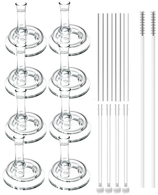 순수아 교체용 빨대꼭지 8p + 빨대 4p + 추빨대 4p + 빨대솔 2p 세트 그로미미 더블하트 호환, 투명, 1세트