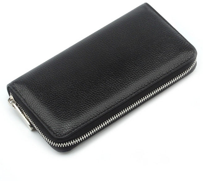 큐랑 지퍼식 가죽 장지갑