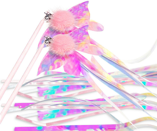 힐링타임 멜롱 롱필름 스틱 고양이 낚싯대 밍크나비 NH-0341, 랜덤발송, 2개