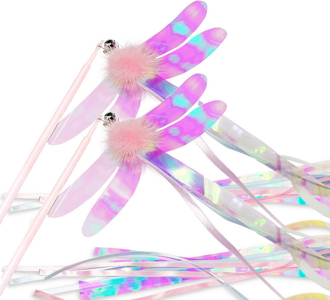 힐링타임 멜롱 롱필름 스틱 고양이 낚싯대 밍크잠자리 NH-0339, 랜덤발송, 2개